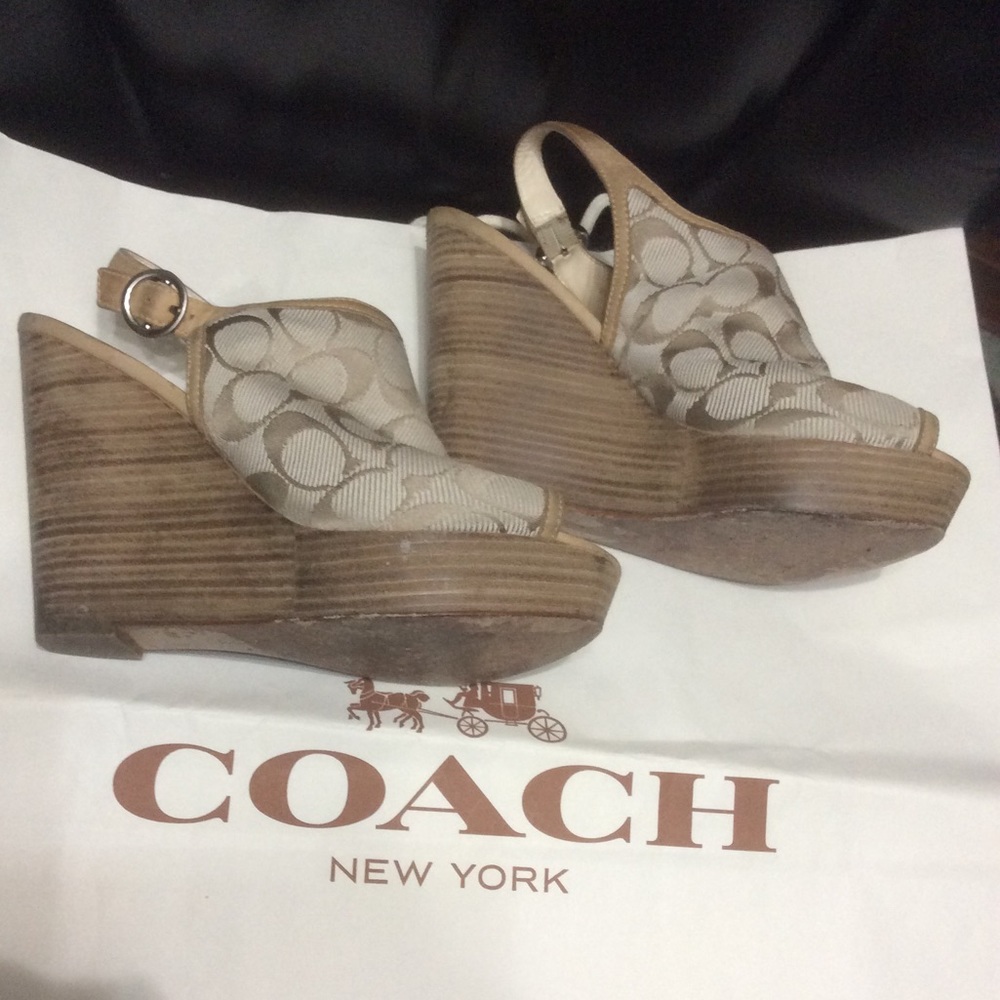 COACH Signature C slingback wedge Size 9.5